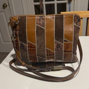 G.I.L.I. Brown and Tan Patchwork Crossbody Bag